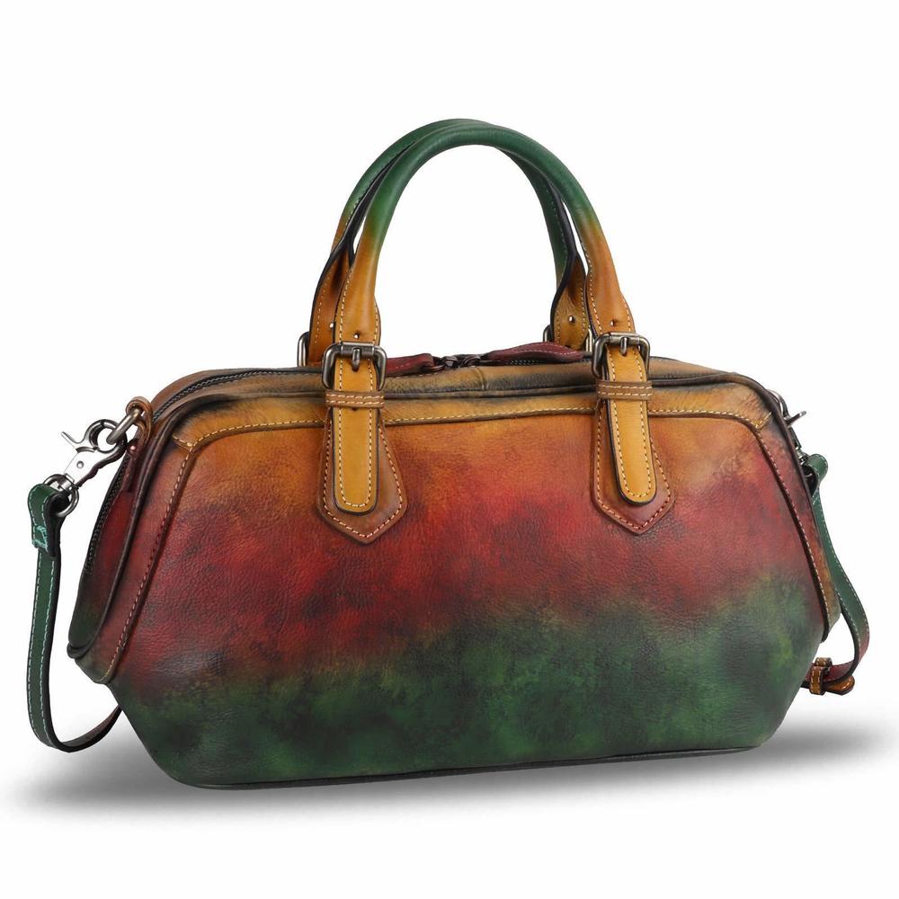 Genuine Leather Satchel Top Handle Handbag Purse Handmade Retro O_O